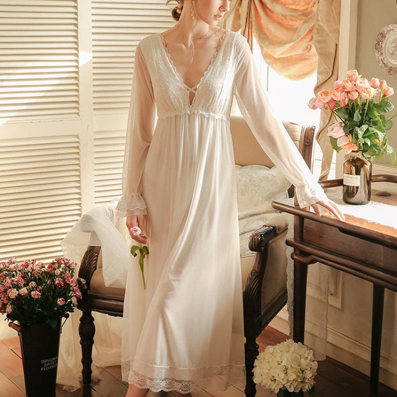 French Retro Long-sleeved Princess Style Pajama Skirt