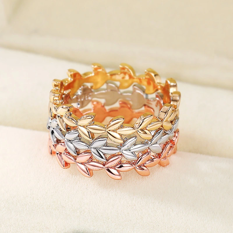 Fashion Rose Gold Rattan Leaf Ring