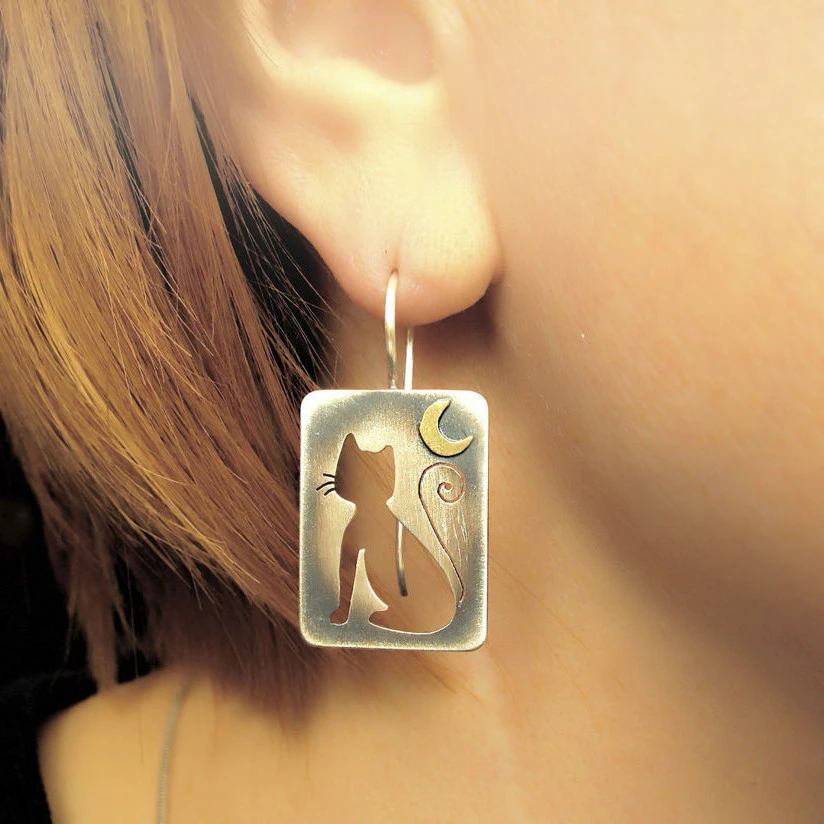 Cute Cat Earrings Girly Square