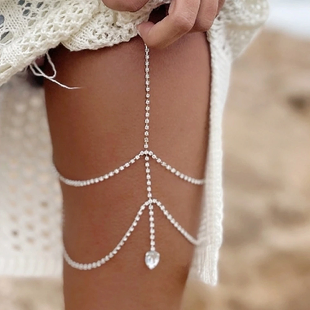 Women's Trendy Multilayer Pendant Leg Chain Rhinestone