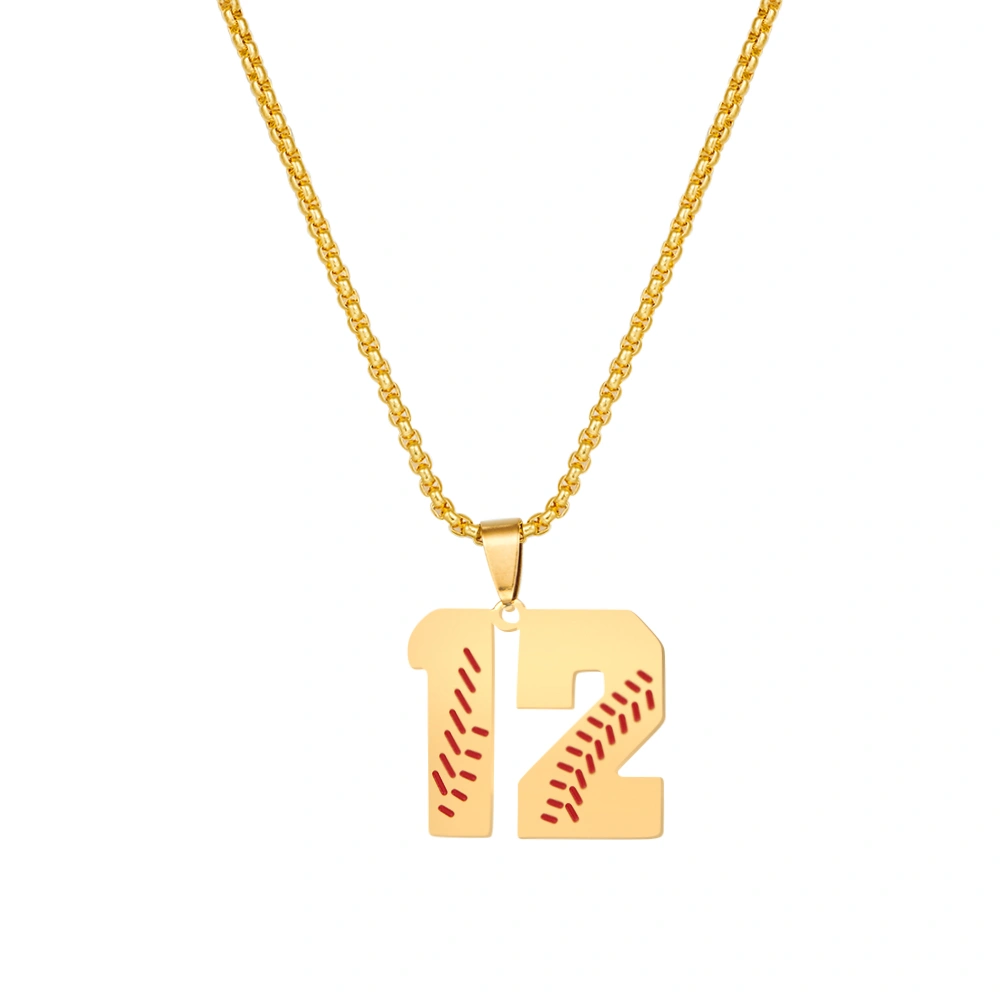 Men Baseball Jersey Number Stainless Steel Pendant Necklace