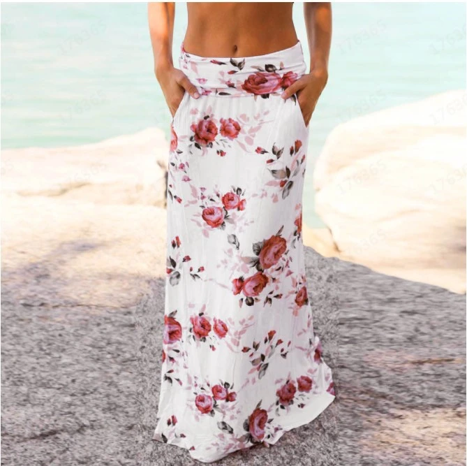 Fashionable Elegant I Temperament Commute Floral High Waist Slimming Sheath Print Long Dress