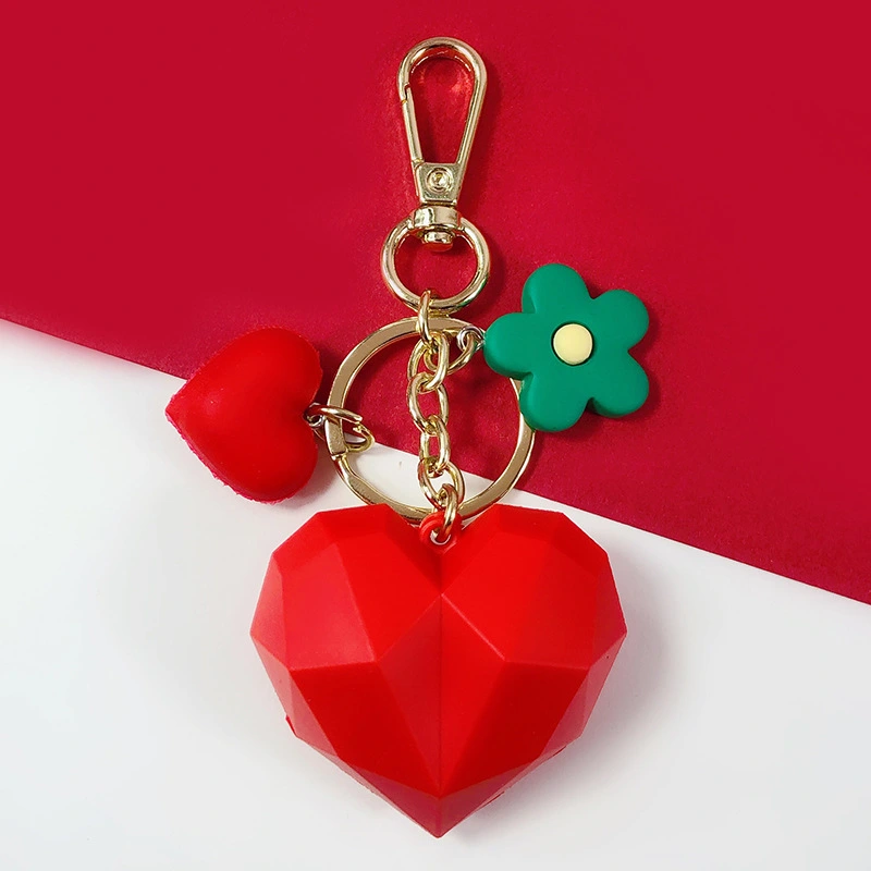 Cute Cartoon Creativity DIY Cut Surface Heart Keychain