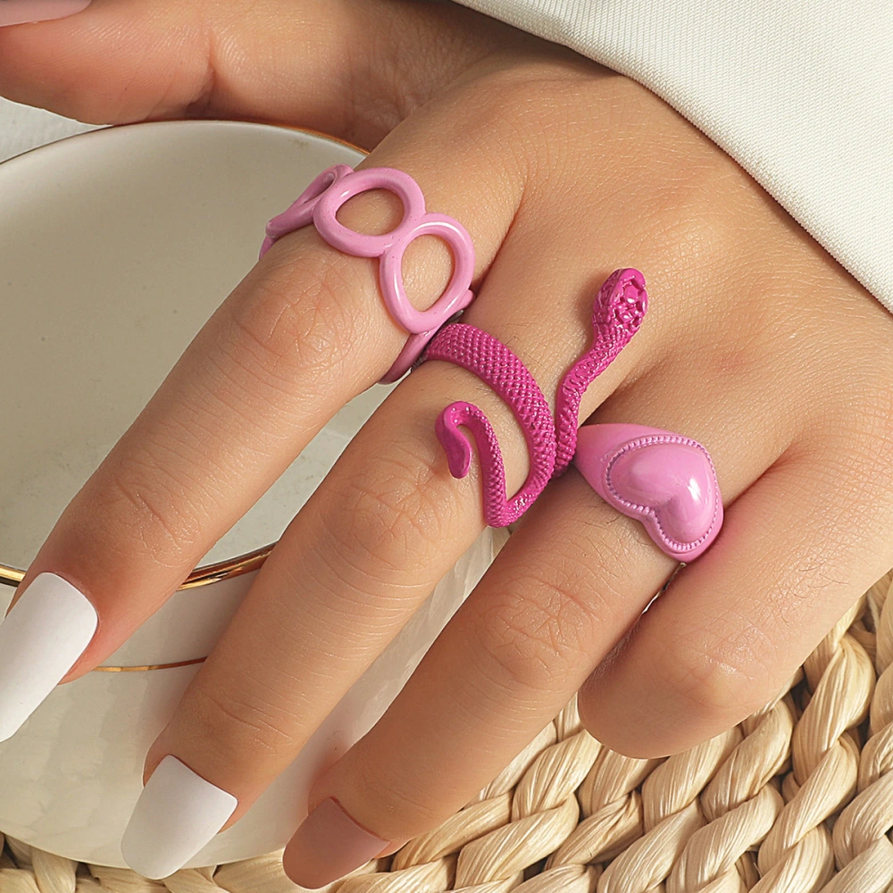 Metal Serpentine Ring Set Creative Fashion