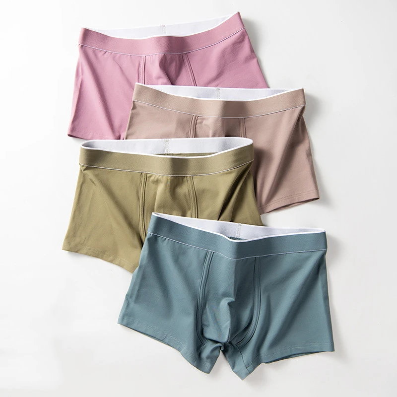 Men's Fashion Casual Underwear Mid-waist Solid Color Seamless Shorts