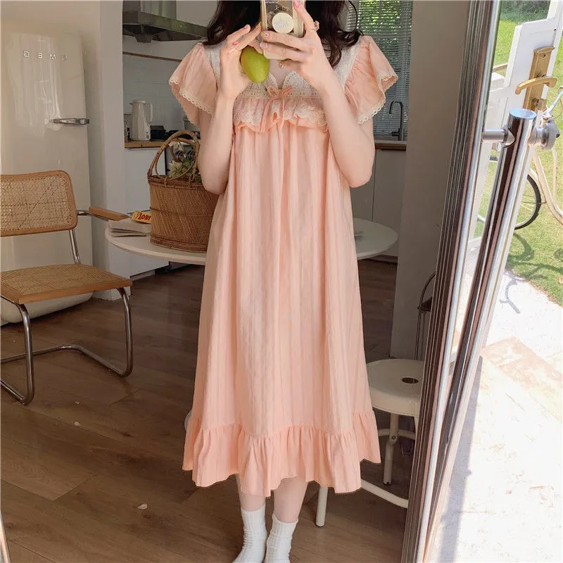 Sweet Mid-length Pure Desire Style Thin Outerwear Homewear Pajamas