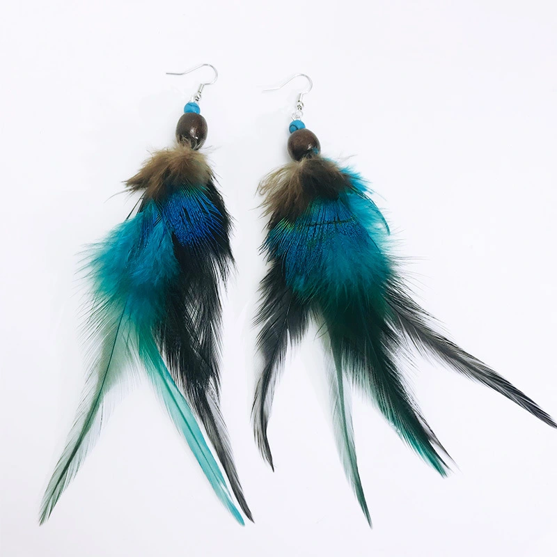 Antique Bohemian Peacock Feather Earrings