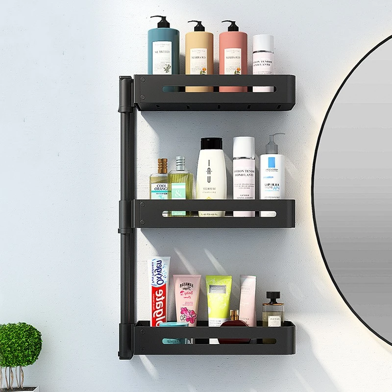 Scandinavian Bathroom Non-perforated Rotating Shelves