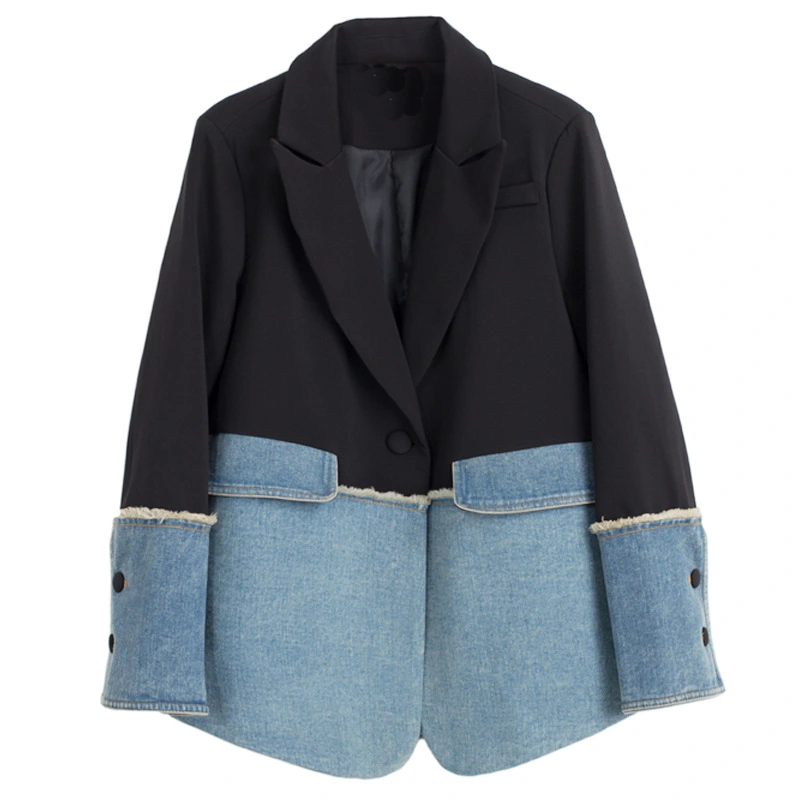 Denim Stitching Early Spring Suit Jacket