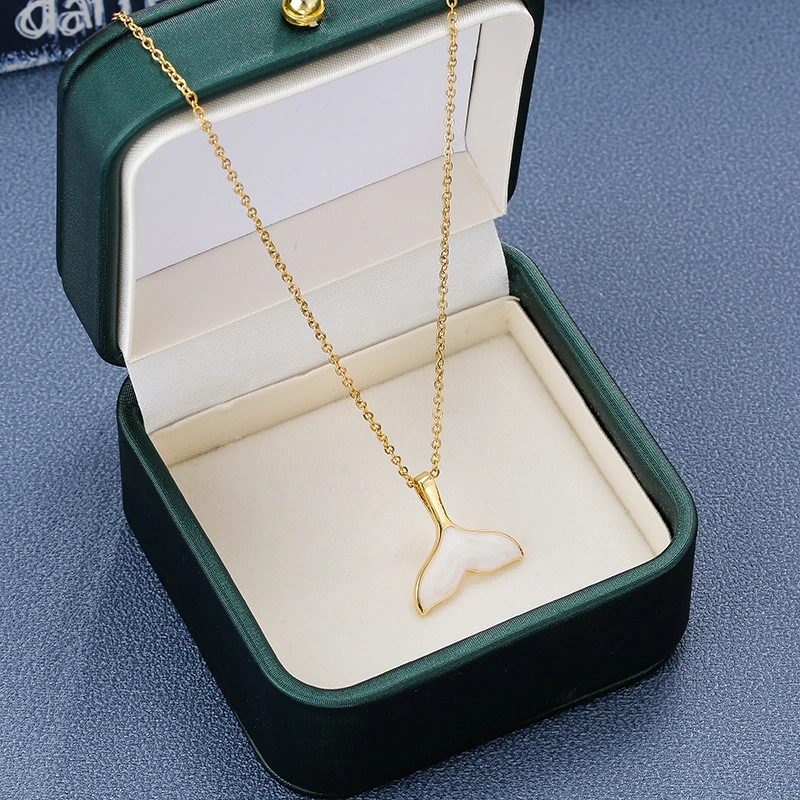 Women's Simple Gold Dripping Fish Tail Pendant Necklace