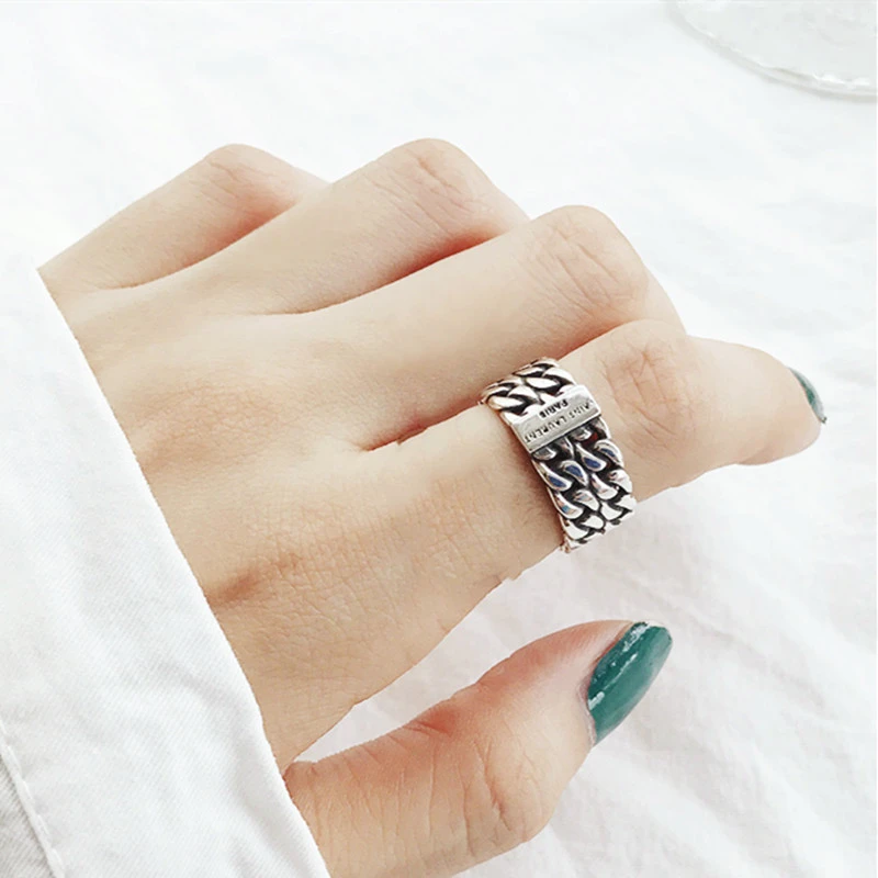 Vintage Wide Face English Letter Ring