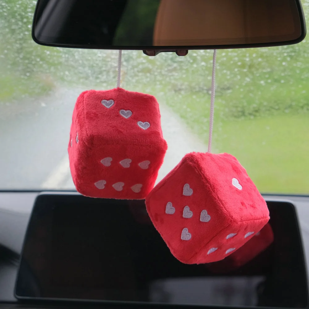 Love Plush Dice Pendant In The Car