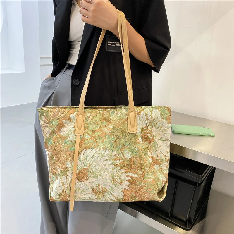 Korean Version Of The Oil Painting Graffiti Bucket Bag Ethnic Style