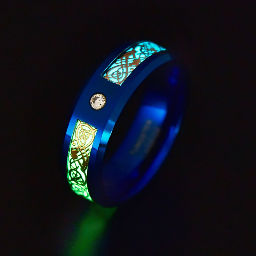 Vacuum Plating Blue Diamond Titanium Steel Luminous Ring