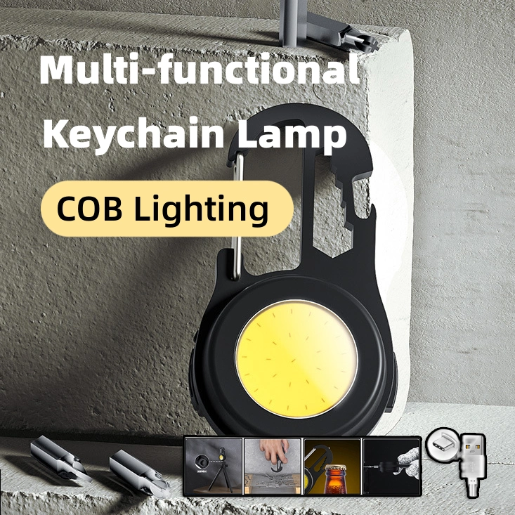 6 IN 1 Multi-functional Mini Keychain Lamp Super Bright Small Flashlight Aluminum Alloy Work Lamp