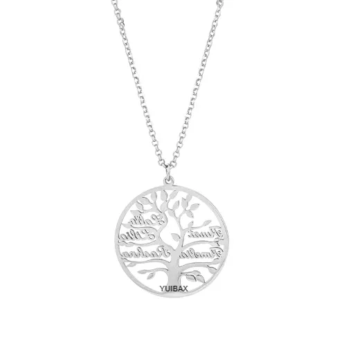 Personalized Tree Of Life Shape Titanium Name Necklace