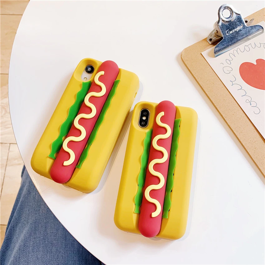 Bread And Cheese Hot Dog Silicone Phone Case Creative Stereo