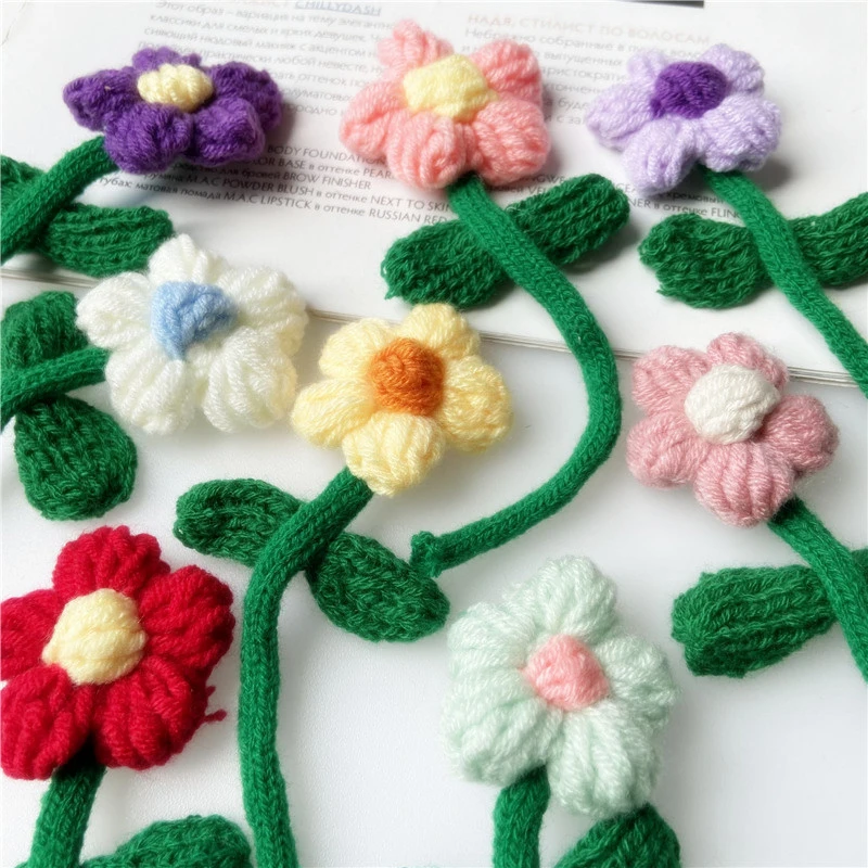 Hand Crocheted Wool Flowers DIY Fabric