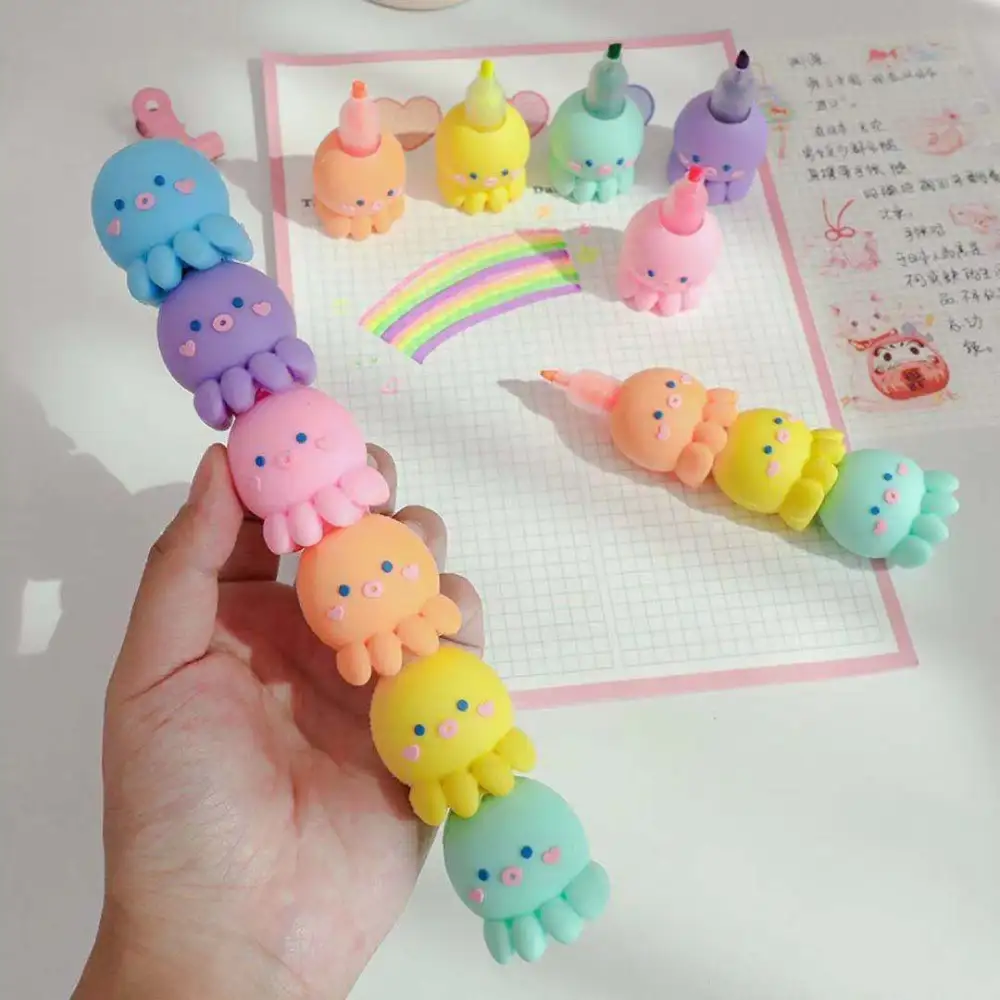 Cute Octopus Shape Stitching Highlighter Multicolor