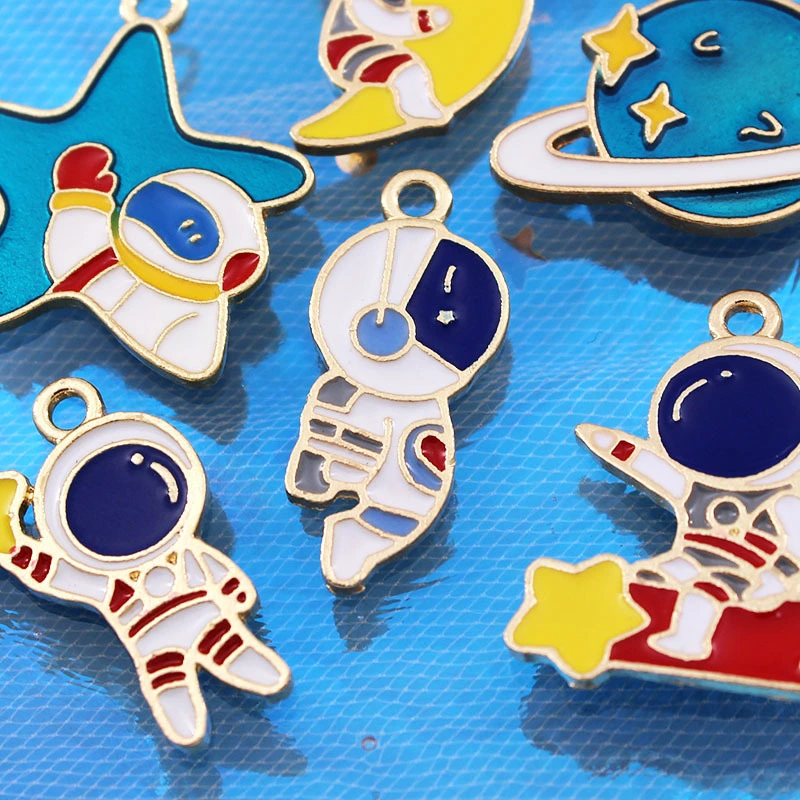 Planet Astronaut Korean Jewelry Accessories Drop Oil Pendant Earrings Necklace Diy Material