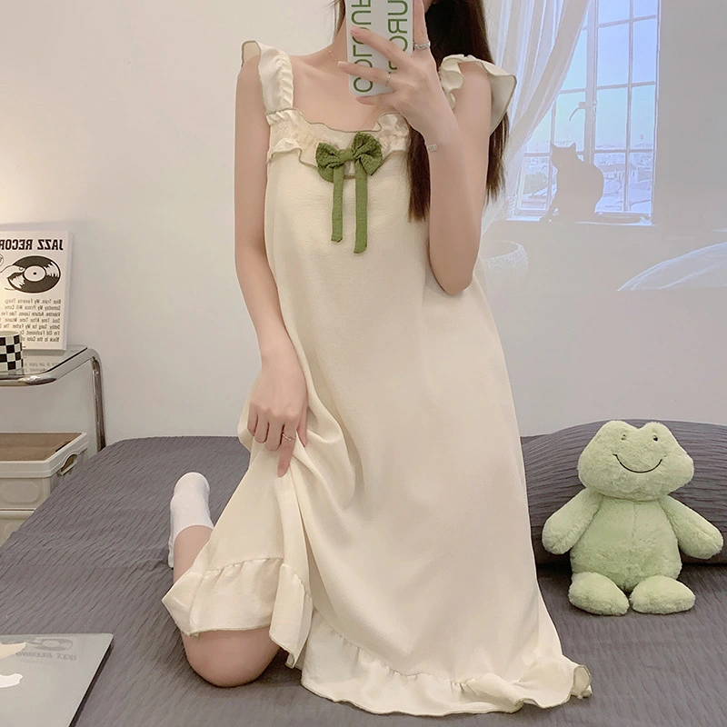 Summer Bubble Cotton Pajamas Female Sweet Fairy Wind Sling