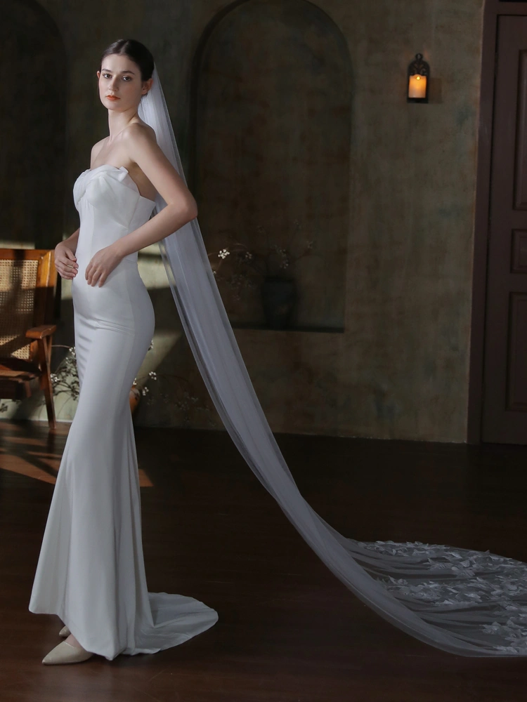 Bridal Fashion Simple Solid Color Single Layer Veil