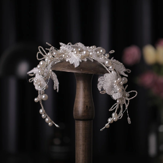 Women's Fashion Vintage Sequin Hand-woven Pearl Flower Hair Band