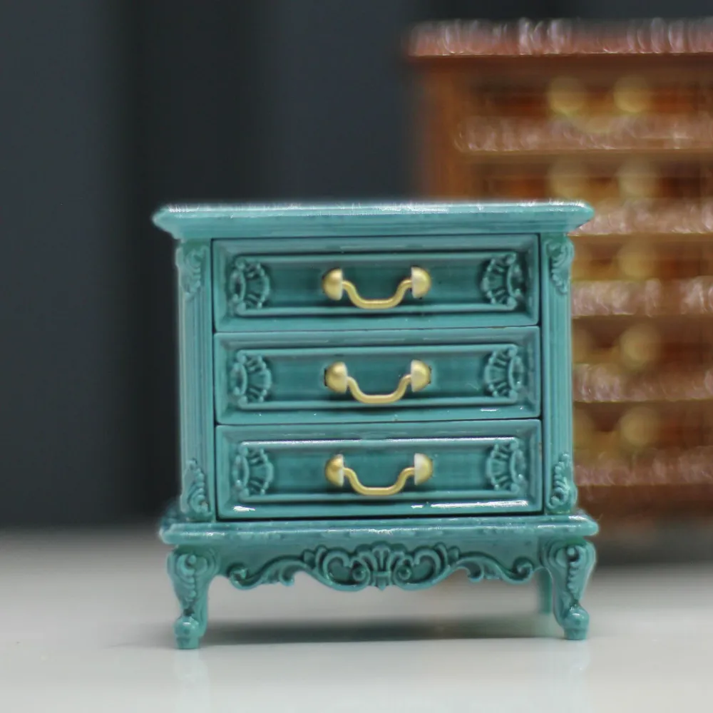 Miniature Dollhouse Accessories Scene Bedroom Bedside Table Model