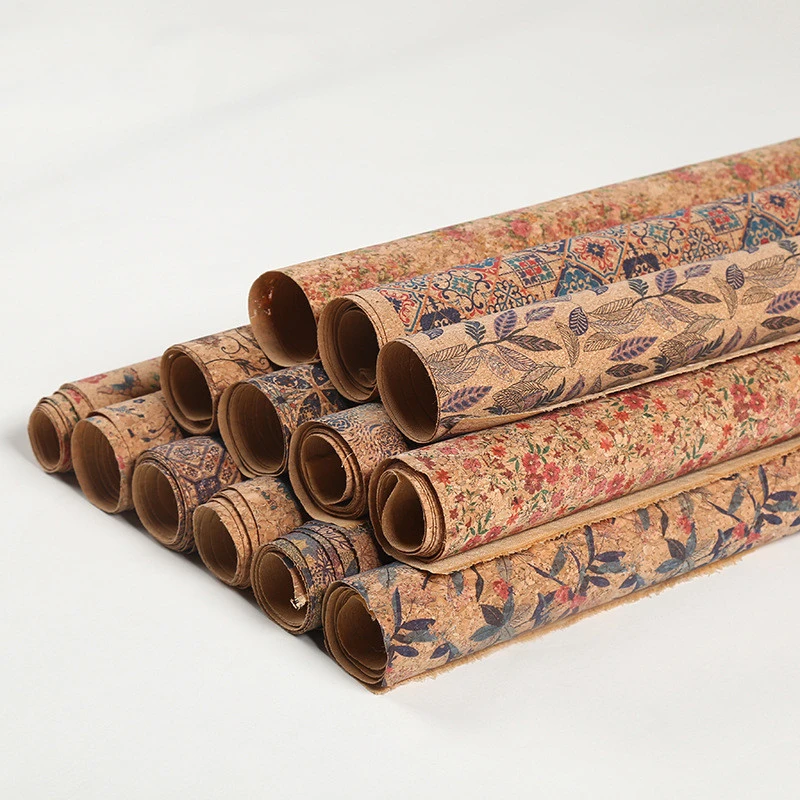 Printed Natural Cork Environmental Protection Leather Fabric