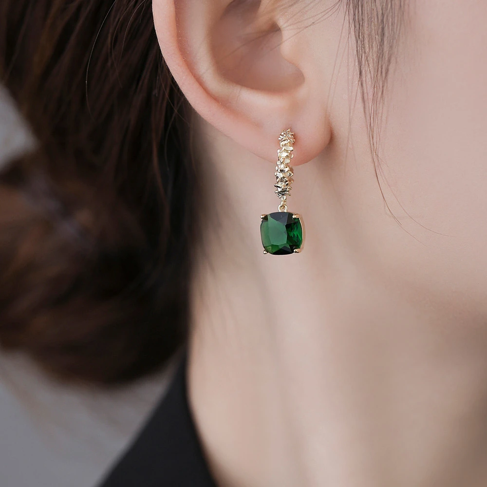 Women's Green Zircon Pendant Earrings