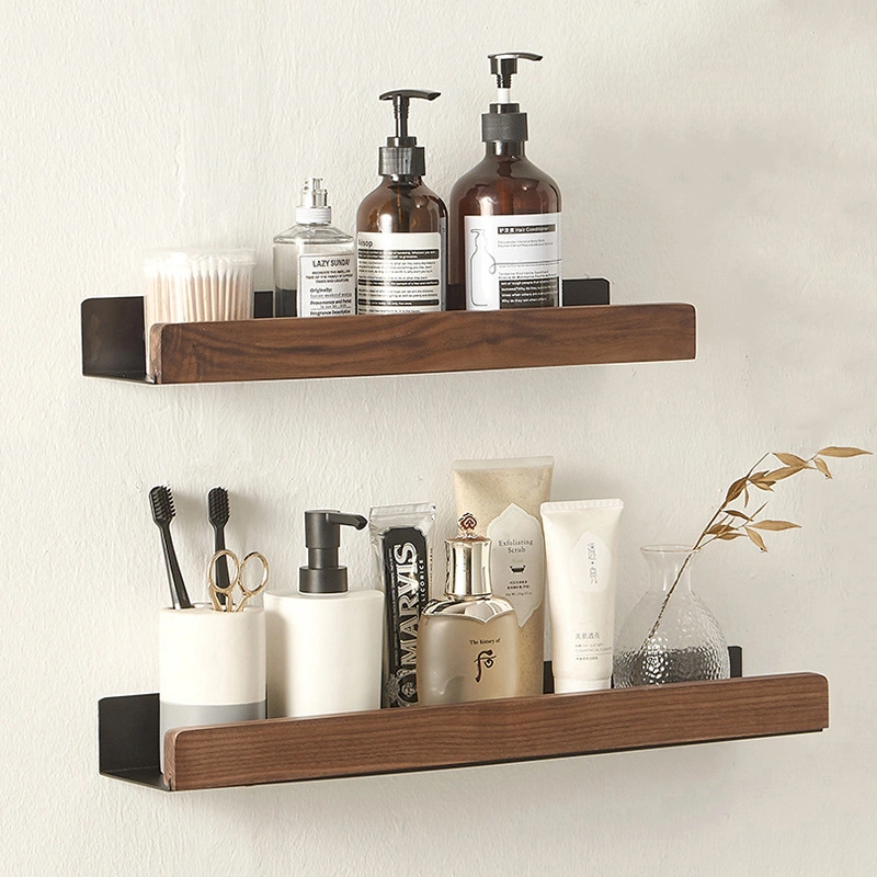 Solid Wood Bathroom Bathroom Non-perforated Shelves