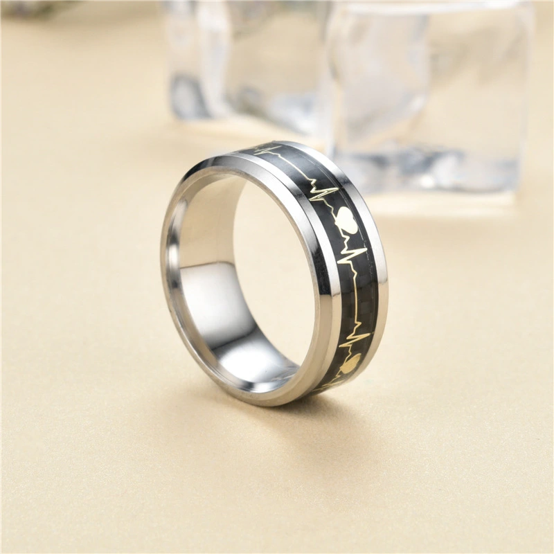 Men's And Women's Fashion Stainless Steel ECG Rings