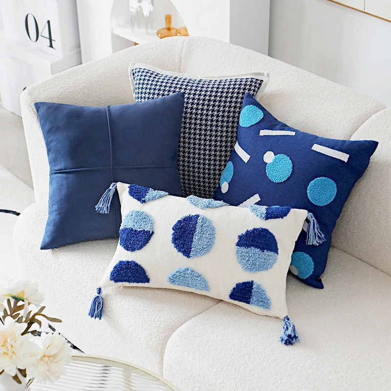 Simple Blue Clem Blue Light Luxury Sofa Pillowcase