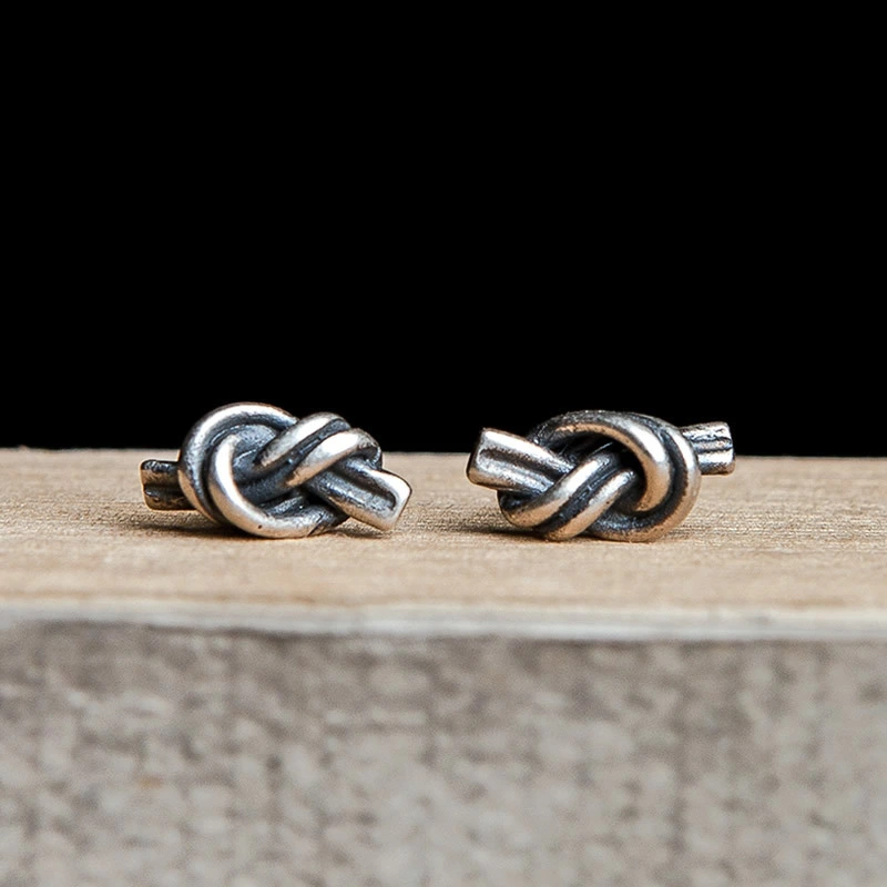 Retro 925 Sterling Silver Knotted Earrings