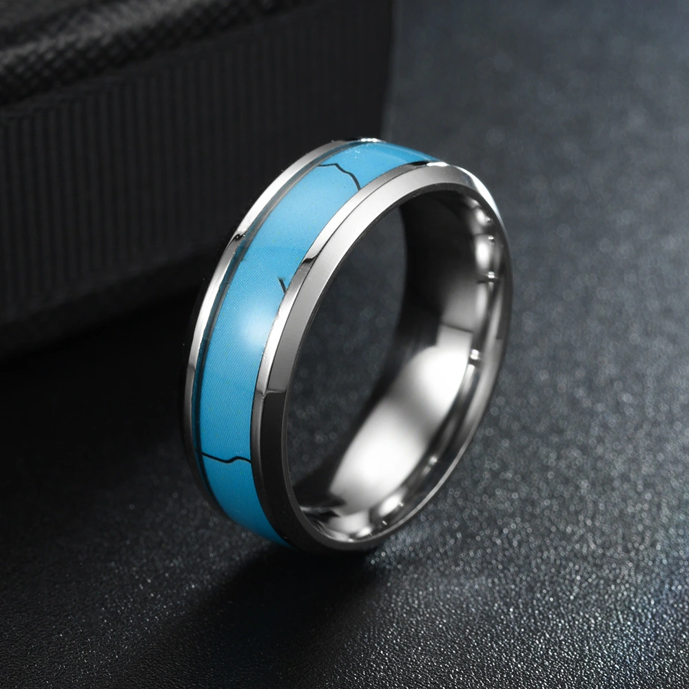 Men's And Women's Fashion Stainless Steel And Turquoise Rings