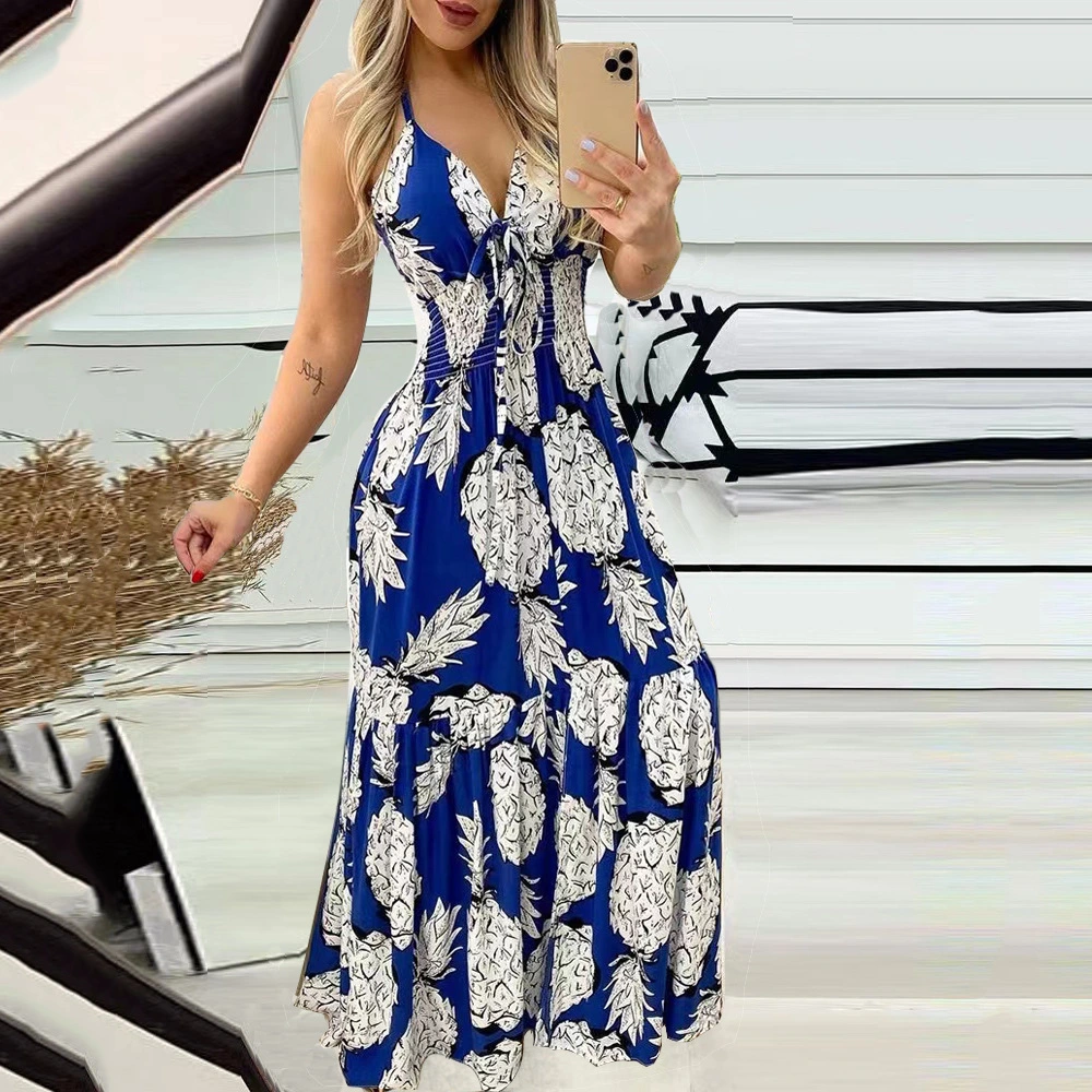 Halter Tube Top Sling High Waist Print Women's Dress
