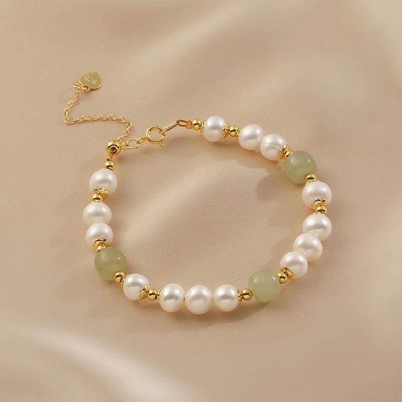 Simple And Luxury Natural Hotan Jade Pearl Bracelet