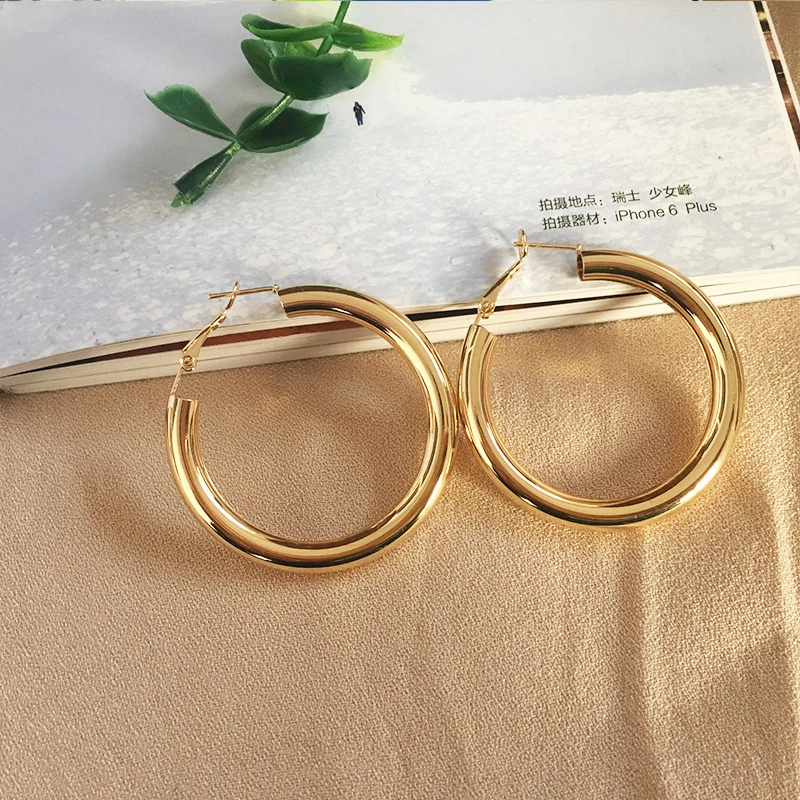 Simple European American Circle Earrings Alloy Glitter