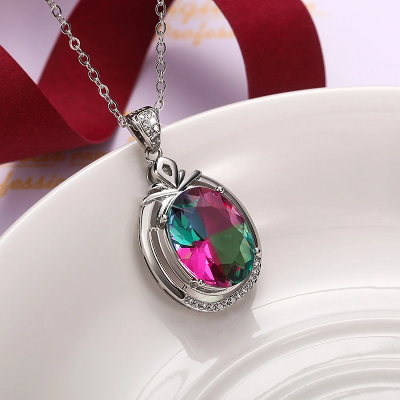 Fashion Color Crystal Short Pendant Collarbone Chain