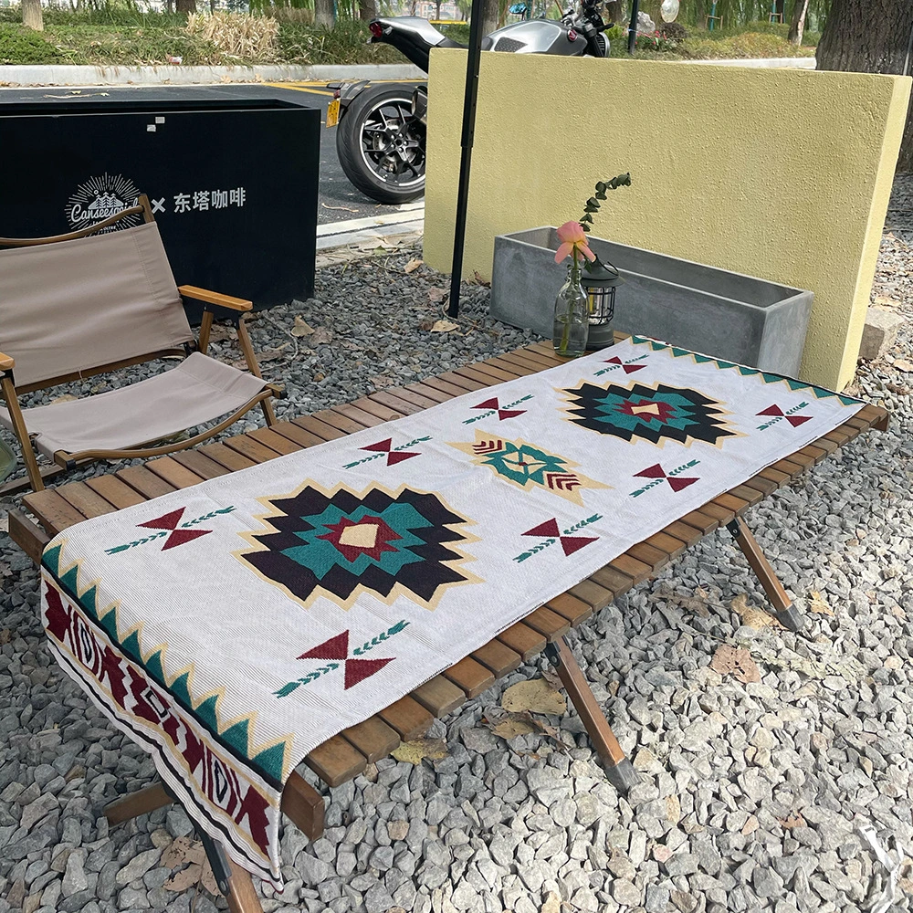 Camping Table Cloth Woven Jacquard Blanket Polyester Cotton