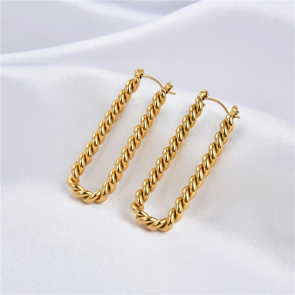 Twisted 18K Gold Electroplated Stud Earrings Twist