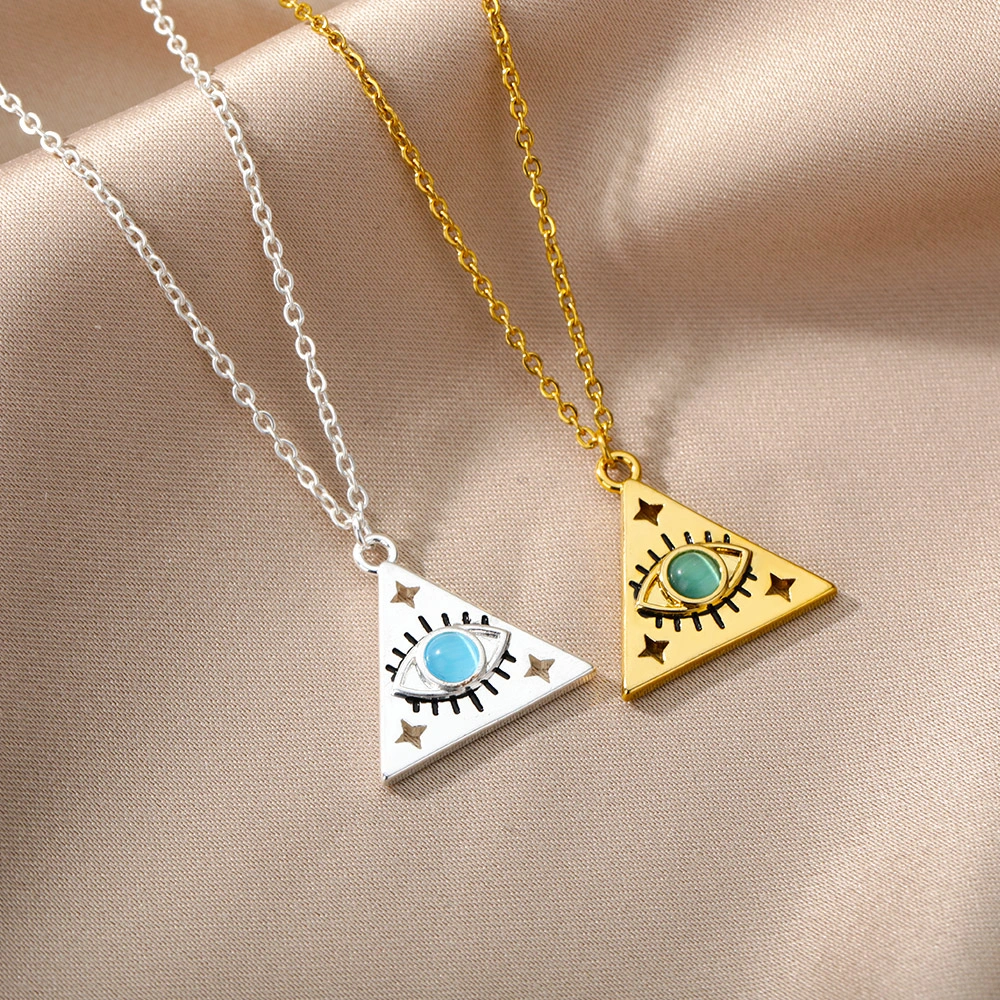 New Copper Zircon Punk Style Creative Triangle Necklace