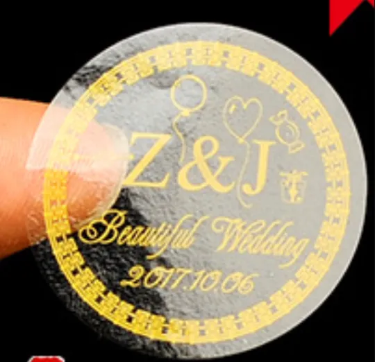 5cm Round Transparent Adhesive Coated Film Printed In Green