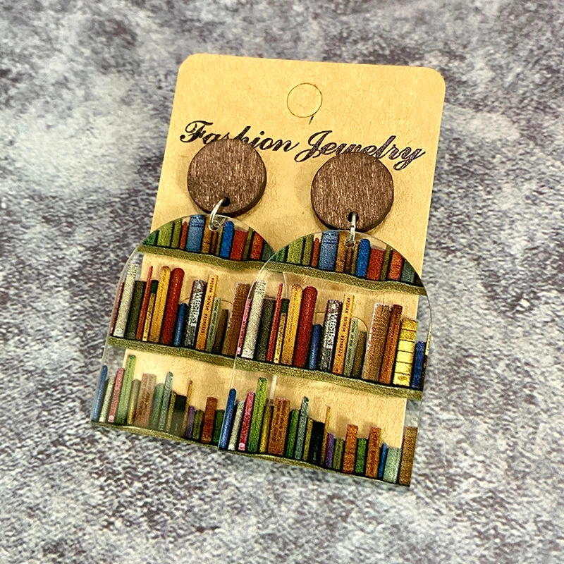 Classic Droplet Splice Bookcase Acrylic Earrings