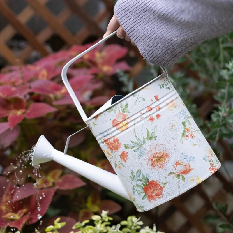 Rose Bucket Kettle Storage Blue Grid Home