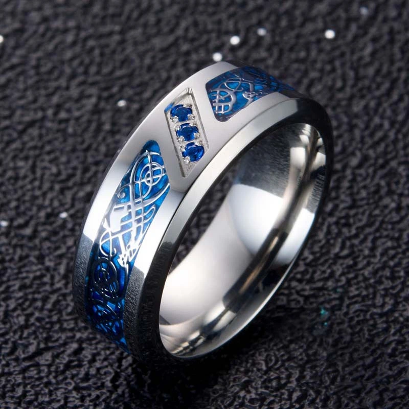 Stainless Steel Ring With Diamond Inlay