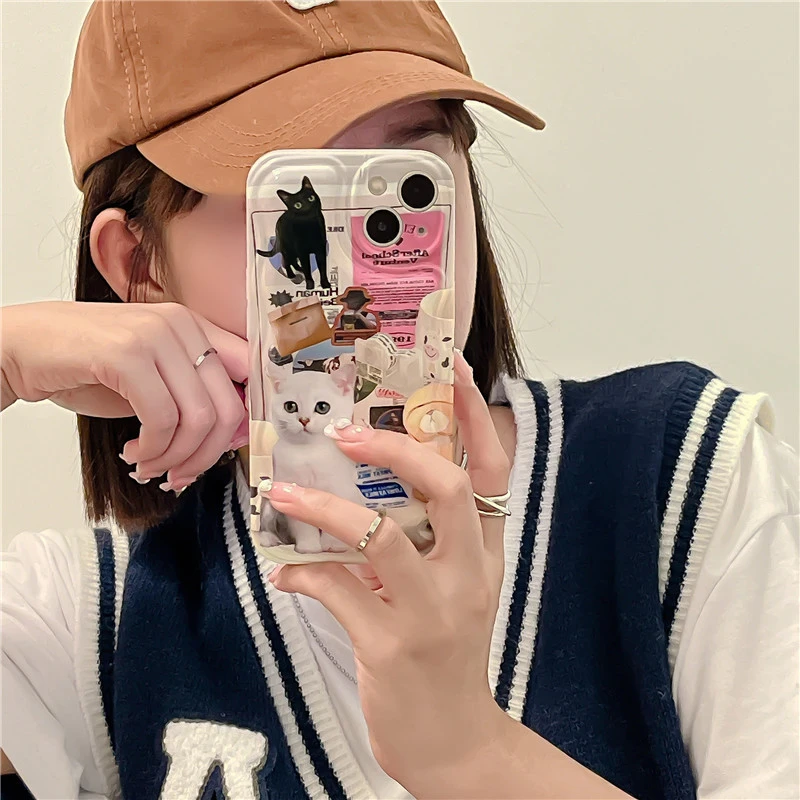 Ins Map Illustration Cat Phone Case