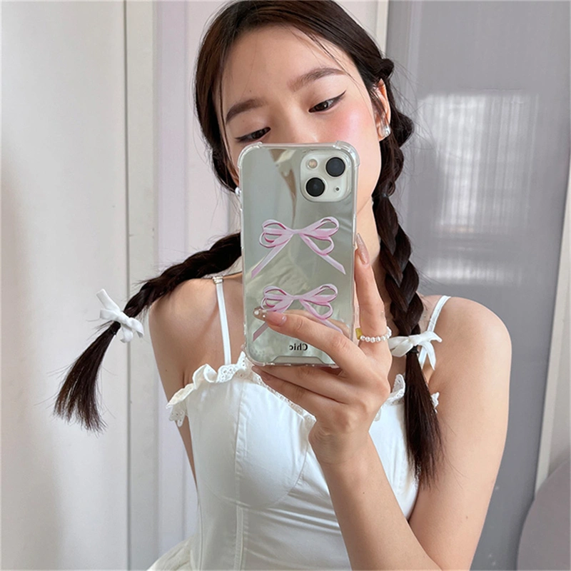 Makeup Mirror Simple Pink Bowknot Phone Case