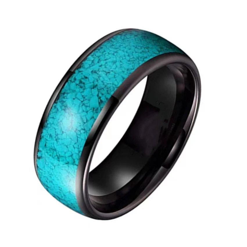 Titanium Steel Ring Inlaid With Turquoise