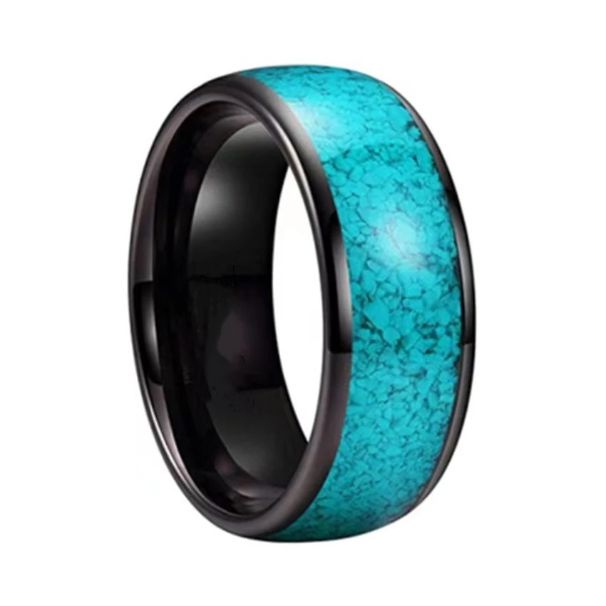 Titanium Steel Ring Inlaid With Turquoise